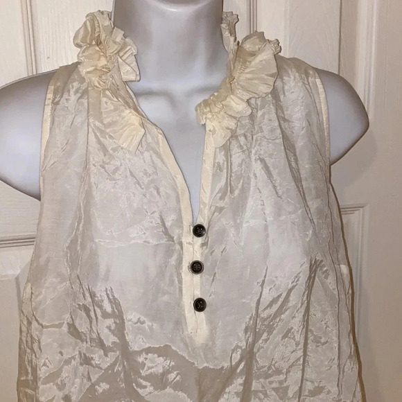 Merona a sheer silky ruffle VNeck muscle sleeveless blouse Sz XL - Picture 8 of 9